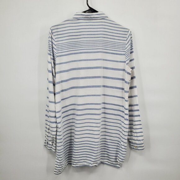 J. Jill Striped Long Sleeve Tunic Blouse Oversize Button Up Cotton Small Womens - Picture 6 of 10